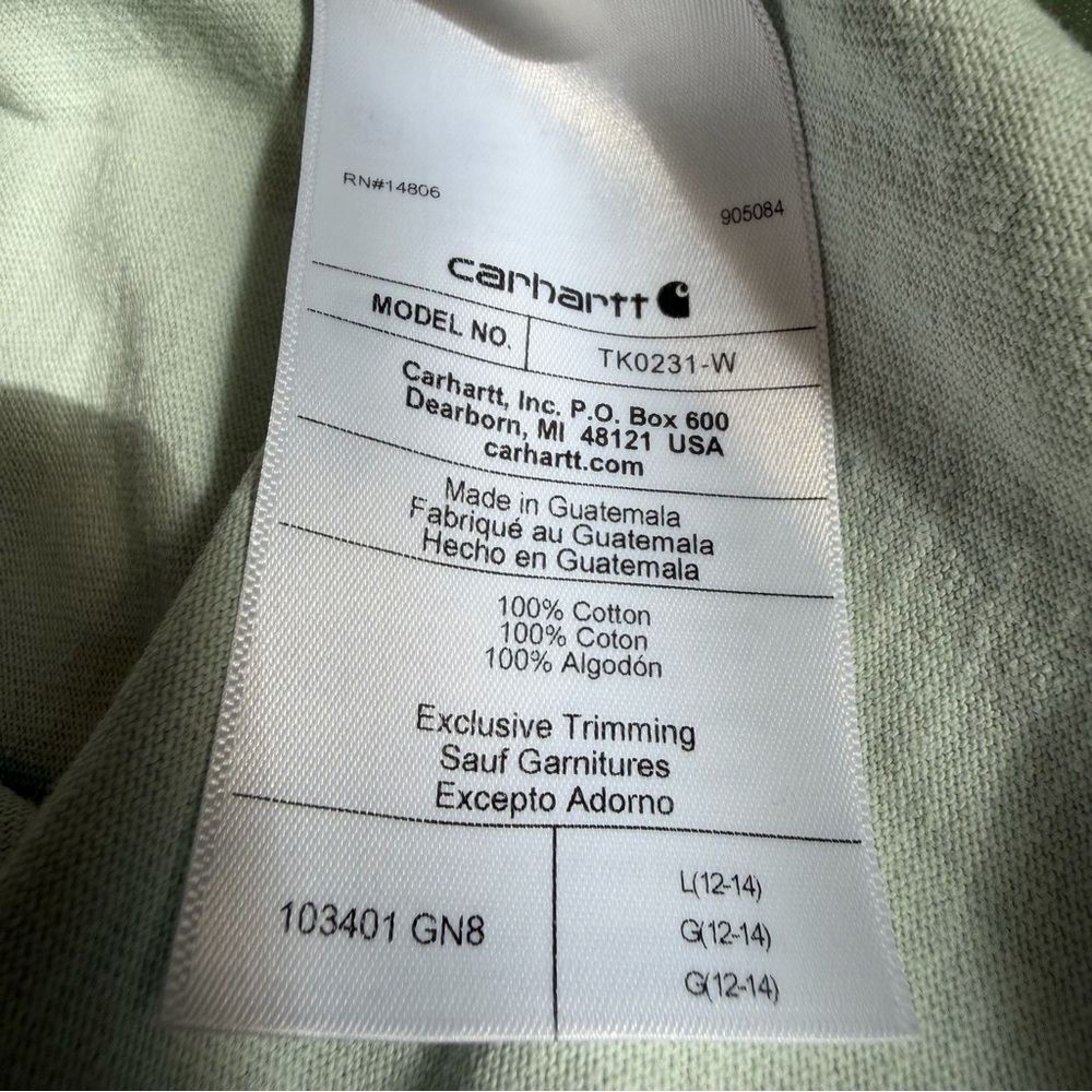 EUC Carhartt Heavyweight Dearborn Loose LS Logo Sleeve Long Sleeve T-Shirt Mint - Picture 8 of 10